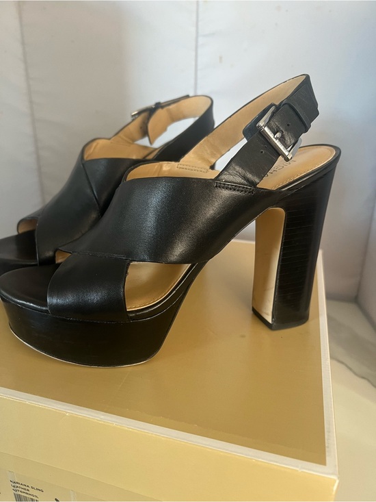 Michael Kors Shoes - Black Leather Platform Slingback Heels